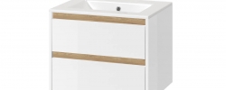 SZAFKA W ZESTAWIE Z UMYWALKĄ AS* 2 SZUFLADY BIAŁY/DĄB EXCELLENT